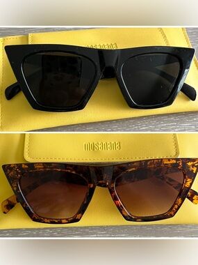 Cat-Eye Tortoiseshell Sunglasses with Brown Lenses - and Black (2 pairs)